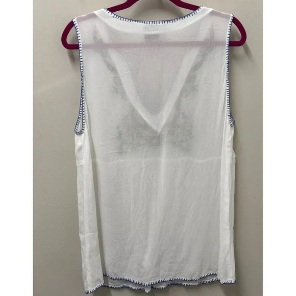 Anthropologie Chloe Oliver Womens Tunic Top L White Gaila Embroidered Bohemian - Picture 8 of 11
